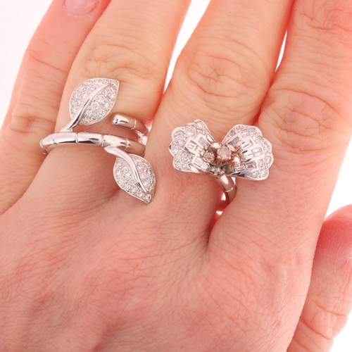 138 - An 18ct white gold diamond butterfly ring, in the style of Van Cleef & Arpels, a copy of the 'Betwee... 