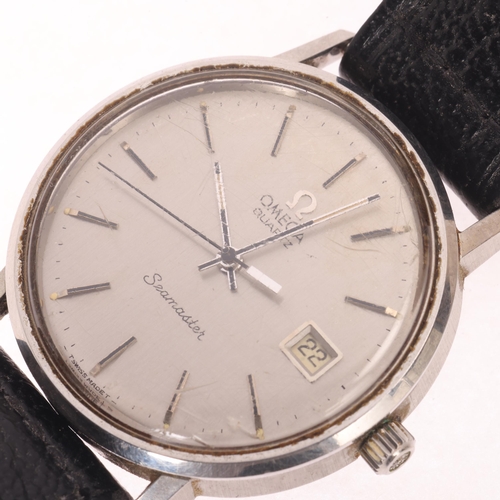 12 - OMEGA - a stainless steel Seamaster quartz calendar wristwatch, ref. 196.0079, circa 1976, silvered ... 