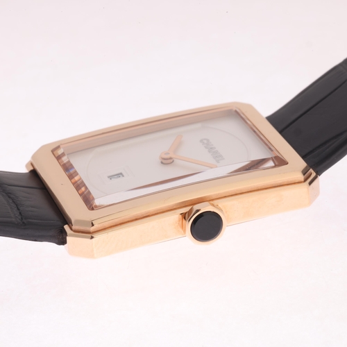 22 - CHANEL - a lady's 18ct beige gold Boy-Friend quartz calendar wristwatch, ref. H4313, purchased April... 