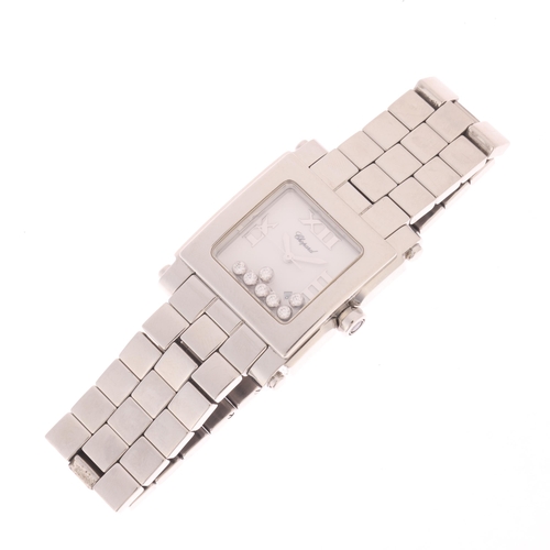26 - CHOPARD - a lady's stainless steel diamond Happy Sport quartz calendar bracelet watch, ref. 8495, wh... 