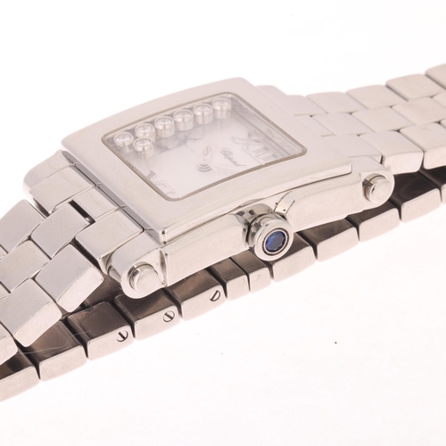 26 - CHOPARD - a lady's stainless steel diamond Happy Sport quartz calendar bracelet watch, ref. 8495, wh... 