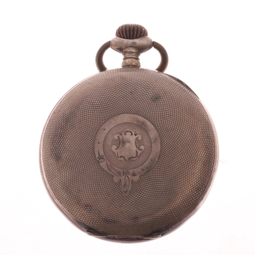 51 - HEBDOMAS - a German 800 silver open-face keyless pocket watch, white enamel semi-skeleton dial with ... 