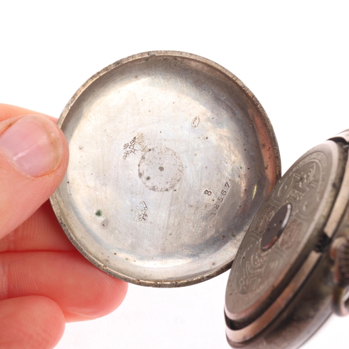 51 - HEBDOMAS - a German 800 silver open-face keyless pocket watch, white enamel semi-skeleton dial with ... 