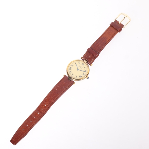 7 - MUST DE CARTIER - a vermeil sterling silver Vendome quartz wristwatch, ref. 590003, circa 1980s, cre... 