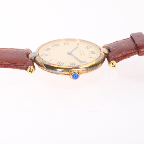 7 - MUST DE CARTIER - a vermeil sterling silver Vendome quartz wristwatch, ref. 590003, circa 1980s, cre... 