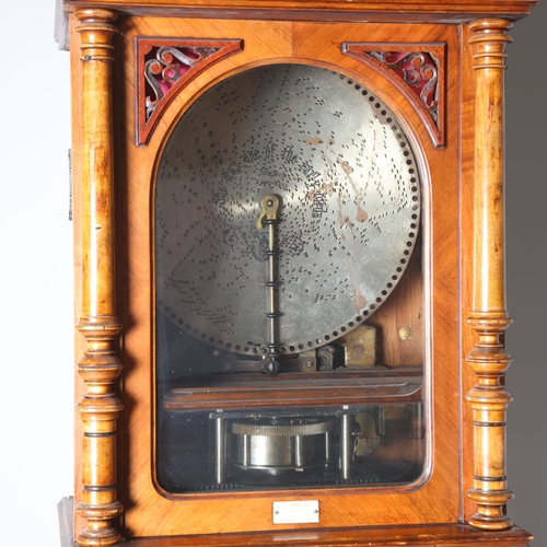 12 - A 19th century Swiss polyphon, penny operated mechanism in floor standing walnut cabinet, Leipzig ma... 