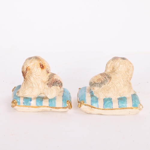 139 - Basil Matthews, pair of ceramic Pekingese dogs on cushions, height 4.5cm