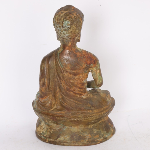 202 - A South East Asian verdigris bronze seated Buddha, height 29cm