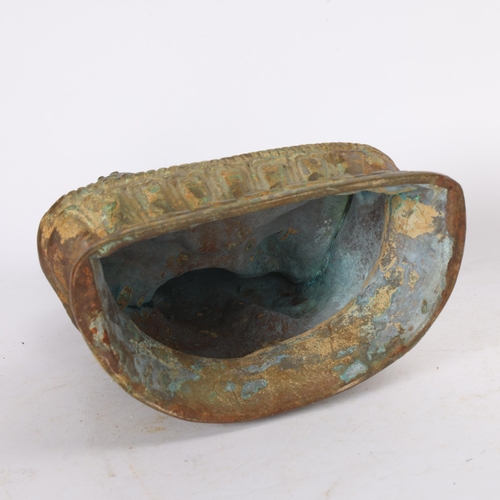 202 - A South East Asian verdigris bronze seated Buddha, height 29cm