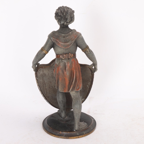 228 - A cold painted metal figure holding a mirror, height 23cm