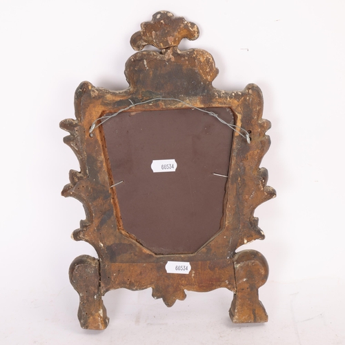 230 - An Antique Venetian carved and silvered wood framed mirror, height 32cm