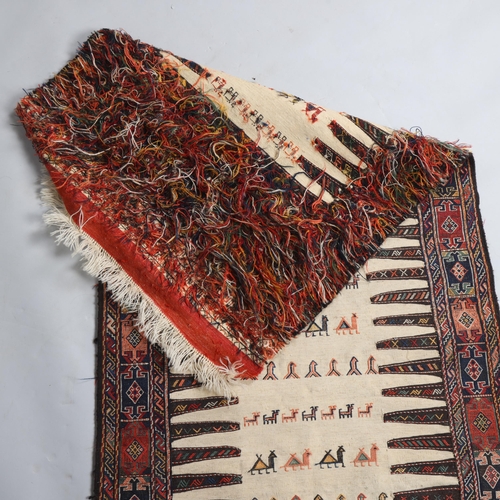 A hand-woven Afghan Kilim rug, 188cm x 75cm