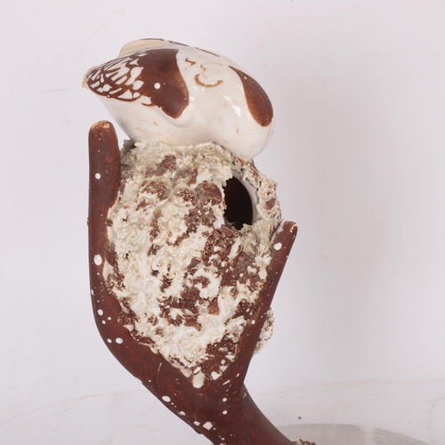 David Sharp for Rye Pottery, studio pottery bird and nest, height 22cm