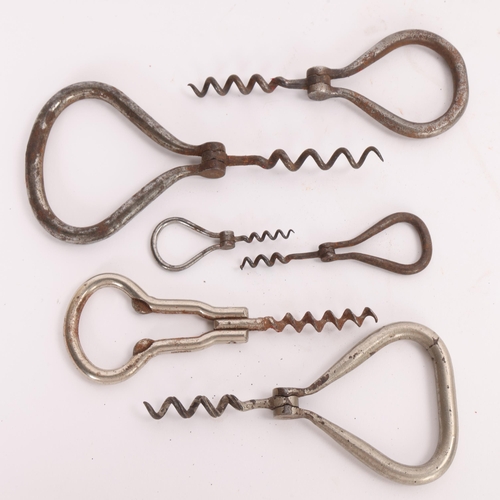 44 - 6 folding bow or stirrup type corkscrews, including miniature examples