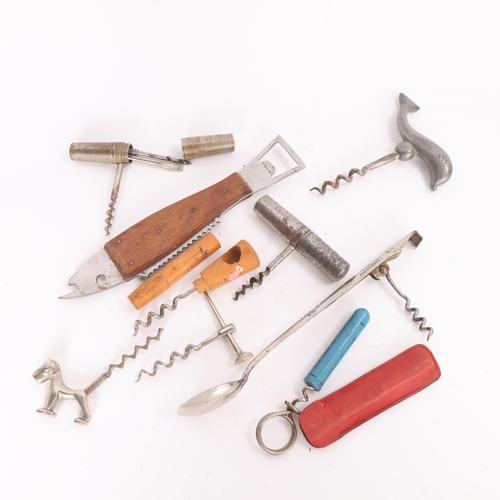 48 - 9 various corkscrews and bottle openers, including 