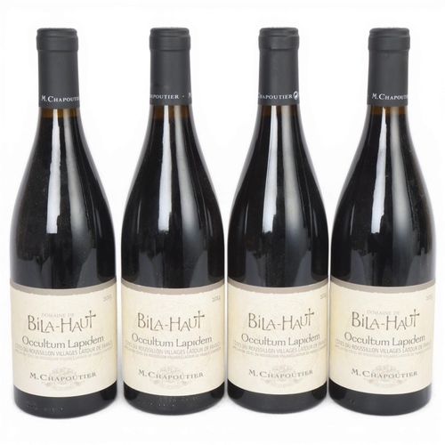 66 - 4 bottles of Cotes De Roussillion Villages red wine, M Chapoutier, Bila-Haut, Occultum Lapidem, 2 x ... 