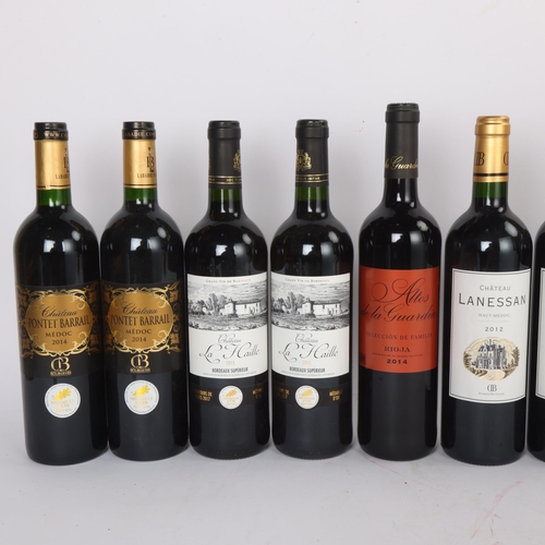 72 - 11 bottles of red wine, 1 x 2014 Rioja - Altos, De La Guardia, 2 x 2015 Chateau La Haille Bordeaux S... 