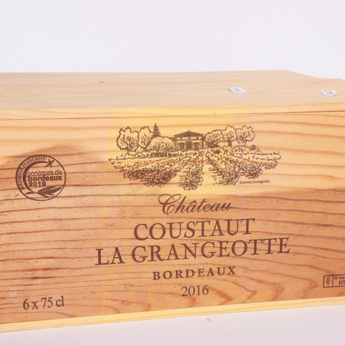 73 - A case of 6 Chateau Coustaut La Grangeotte Bordeaux 2016, in original wooden box