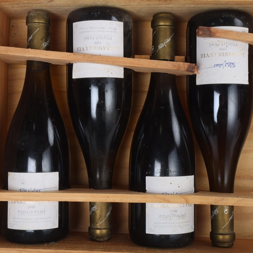 74 - 4 bottles of 1998 Pouilly Fume, La Grande Cuvee, Pascal Jolibet, in original wooden box -no lid- 75c... 