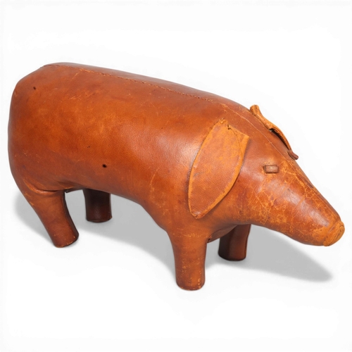 75 - A leather pig footstool in the manner of Omersa for Liberty & Co, early 20th century, height 33cm, l... 