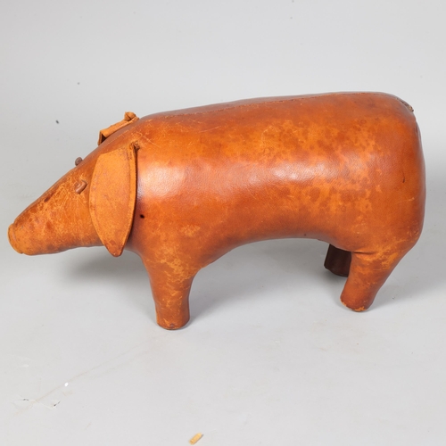 75 - A leather pig footstool in the manner of Omersa for Liberty & Co, early 20th century, height 33cm, l... 