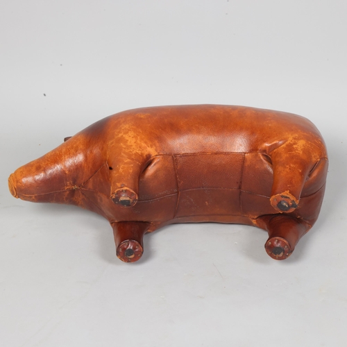 75 - A leather pig footstool in the manner of Omersa for Liberty & Co, early 20th century, height 33cm, l... 