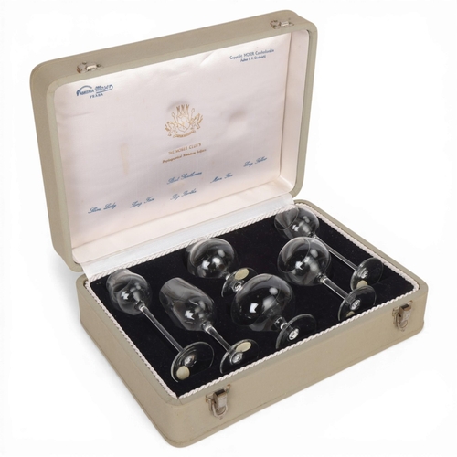 77 - Moser Glass, set of 6 specimen physiognomical miniature snifters, cased, case width 27.5cm