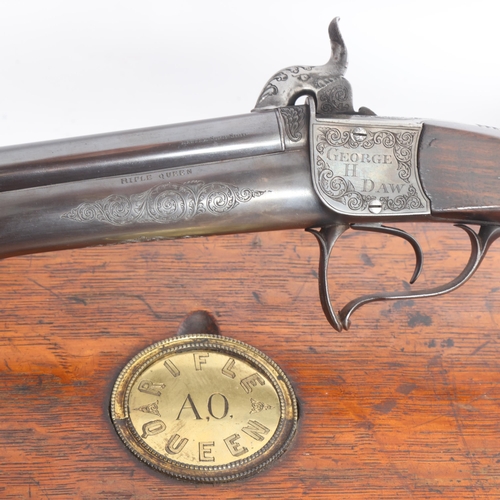 79 - Annie Oakley’s “Rifle Queen” Presentation Engraved Daw’s 408 Pin-Fire Smooth Bore Target Gun - 

Cra... 
