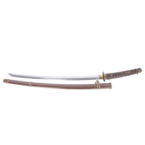 82 - A Japanese Katana sword, mid-20th century, blade length 67cm, original brass-mounted metal scabbard