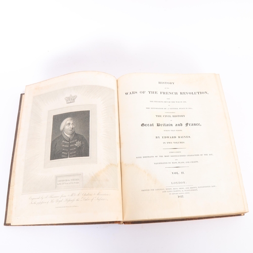 99 - History of the Wars of the French Revolution.... by Edward Baines, 1817, in two leather bound volume... 