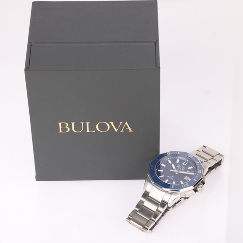 1008 - BULOVA - a stainless steel Marine Star quartz calendar bracelet watch, ref. 96B433, circa 2024, blue... 