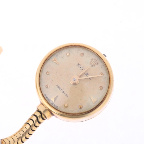 1025 - ROLEX - a lady's Vintage 18ct gold Precision mechanical Nurse's lapel watch, ref. 121, silvered dial... 