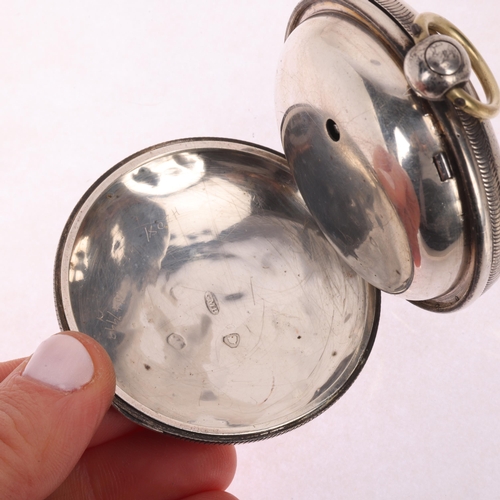 1038 - An early 19th century silver full hunter key-wind verge pocket watch, by Myers of London, white enam... 