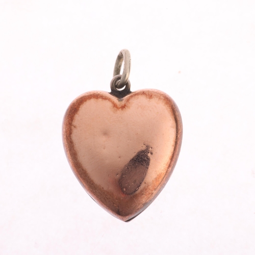 1363 - An Antique silver and gold paste heart pendant, unmarked, 24.3mm, 5.5g