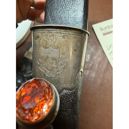 85 - A George V Scottish silver-mounted dirk, with ebonised basket-weave hilt, the pommel set with a cut-... 