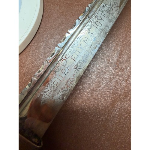 85 - A George V Scottish silver-mounted dirk, with ebonised basket-weave hilt, the pommel set with a cut-... 