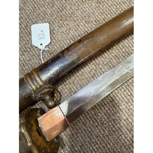 82A - A Second World war period Japanese Wakizashi sword, with leather wrapped grip and bamboo scabbard, l... 