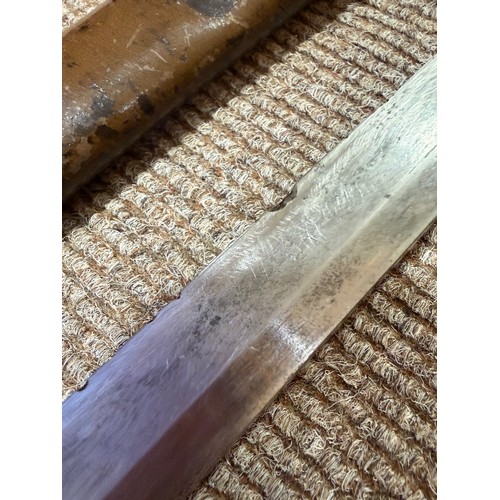 82A - A Second World war period Japanese Wakizashi sword, with leather wrapped grip and bamboo scabbard, l... 