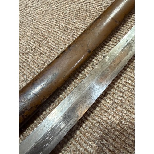 82A - A Second World war period Japanese Wakizashi sword, with leather wrapped grip and bamboo scabbard, l... 