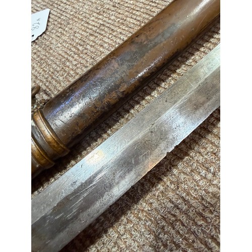 82A - A Second World war period Japanese Wakizashi sword, with leather wrapped grip and bamboo scabbard, l... 