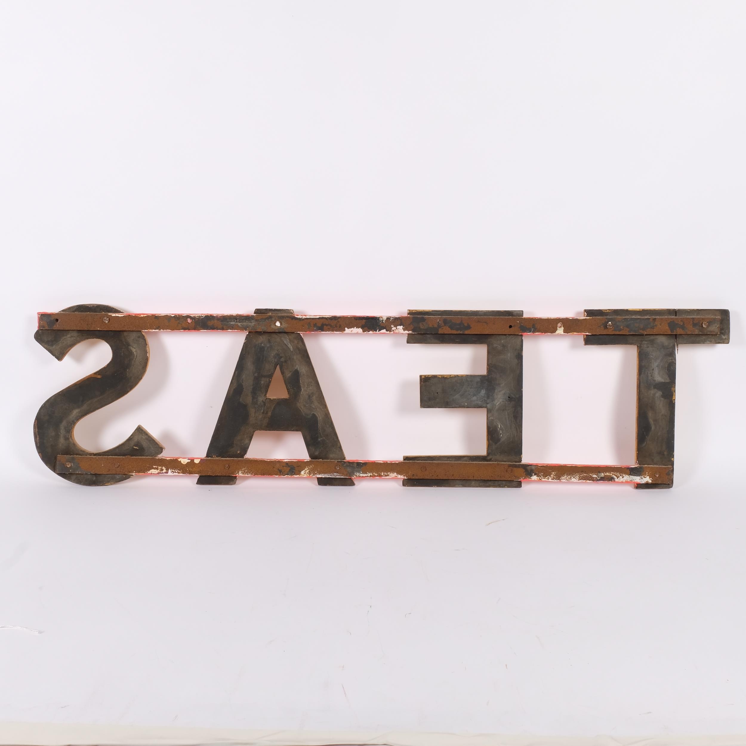 A Victorian Teas advertising sign, relief carved giltwood letters on ...