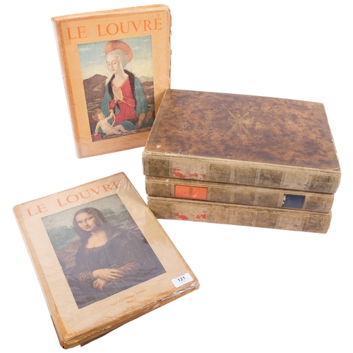 121 - Three compendiums of L'illustration dated 1928 and 1929, and two volumes of Le Louvre museum's maste... 