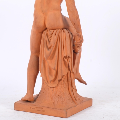 144 - A terracotta sculpture - study of Mercury, a grand tour copy, impressed P Ipsen Kjobenhavn and model... 