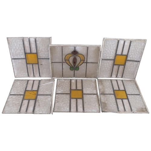 151 - A large collection of Vintage stained glass leadlight window panels