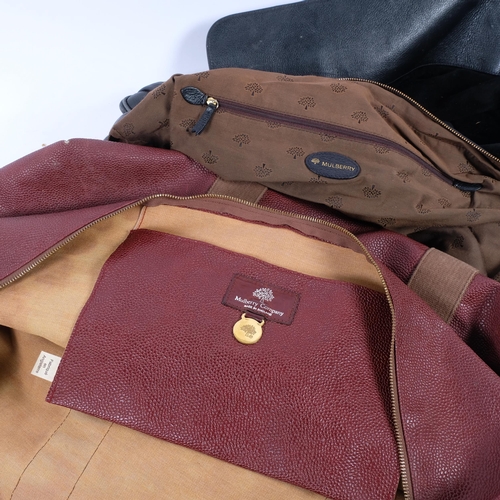 152 - 2 large Mulberry burgundy and black leather holdalls
