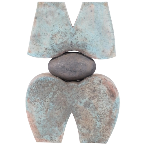 157 - Helene Van Dongen (Netherlands, born 1948), a brutalist abstract Raku sculpture, impressed maker's m... 
