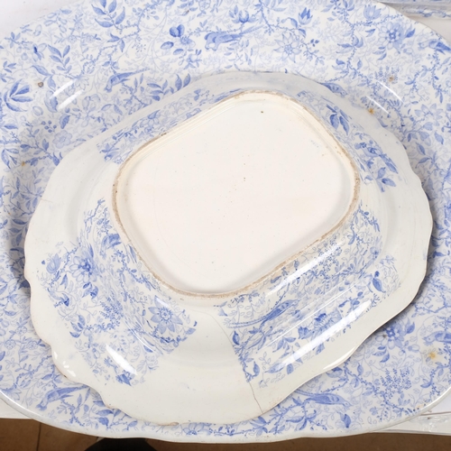 159 - A group of 19th century Burleigh blue and white transfer decorated dinnerware, including pair of lar... 