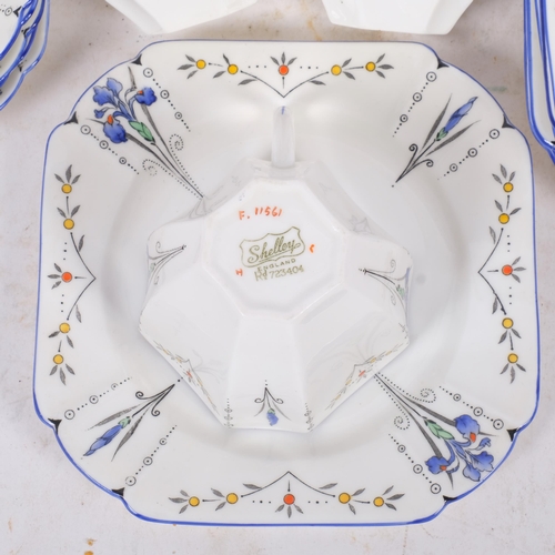 163 - Shelley Blue Iris pattern tea service, circa 1927, with matching sandwich set