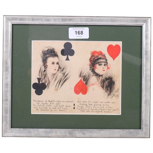 168 - Stanley Wright, a pair of playing card design lithographs, dated 1924, overall 23cm x 28cm
