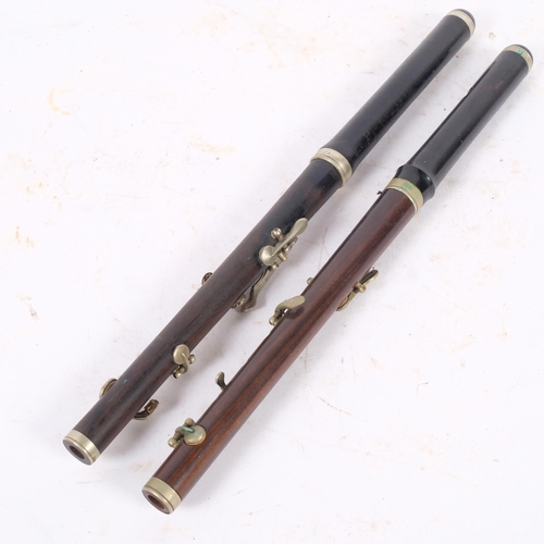 193 - 2 rosewood piccolos, 1 stamped Boosey & Hawkes